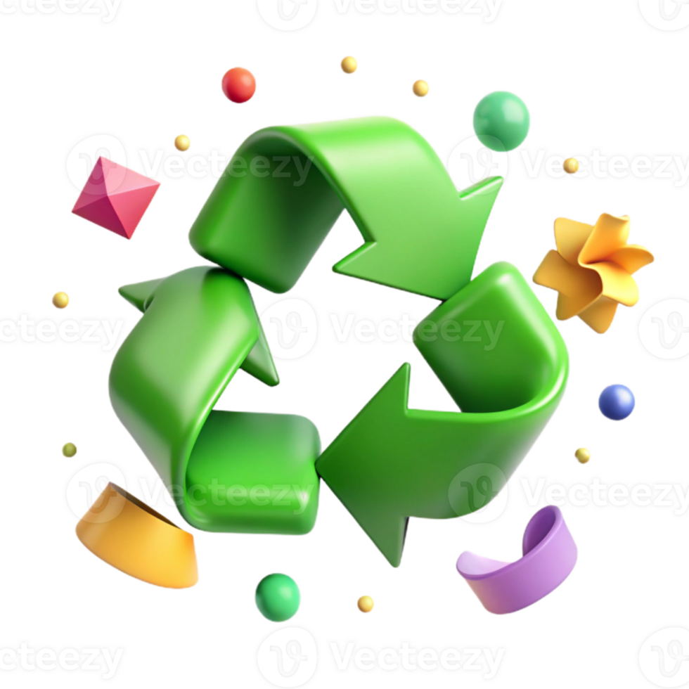 serene contemporary Recycling Symbol in Green Transparent Element exclusive png