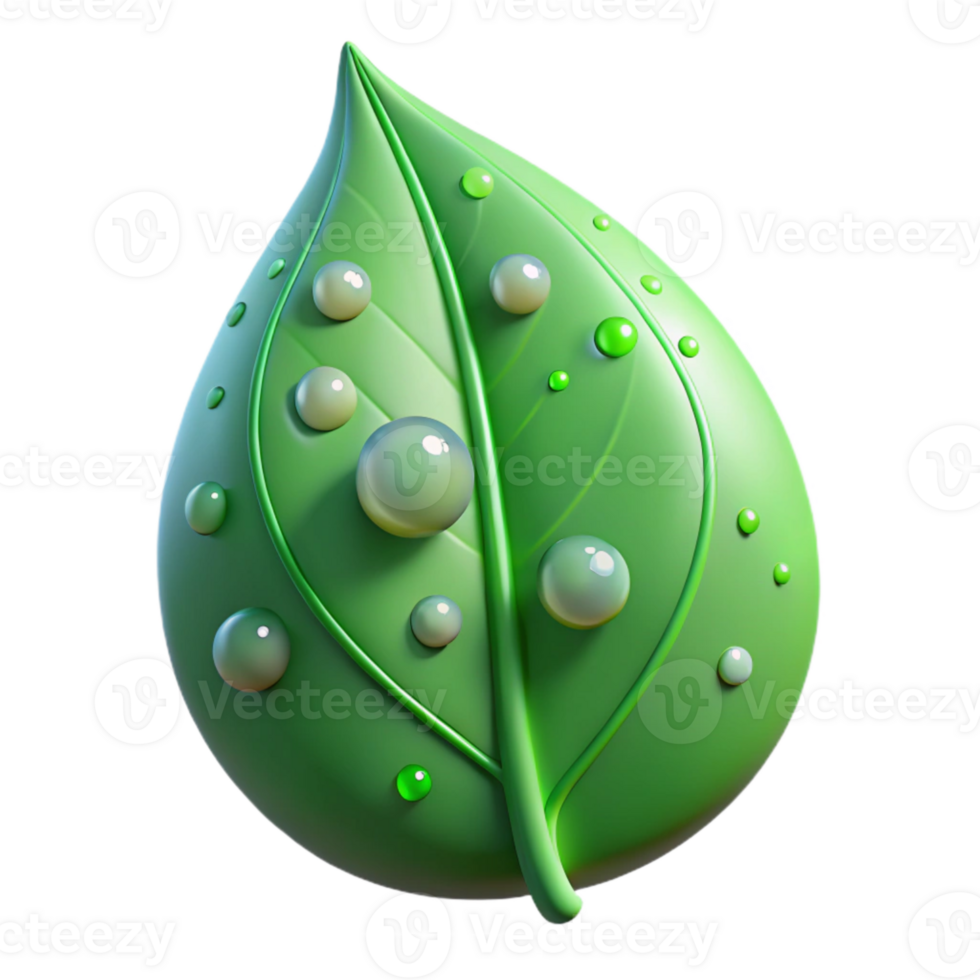 extraordinary abstract Green Leaf with Raindrops Macro View Transparent Element authentic png