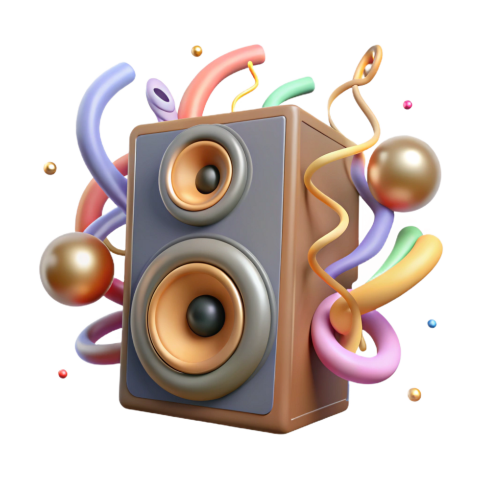 magnificent minimalist Speaker with Audio Waves Transparent Background authentic png