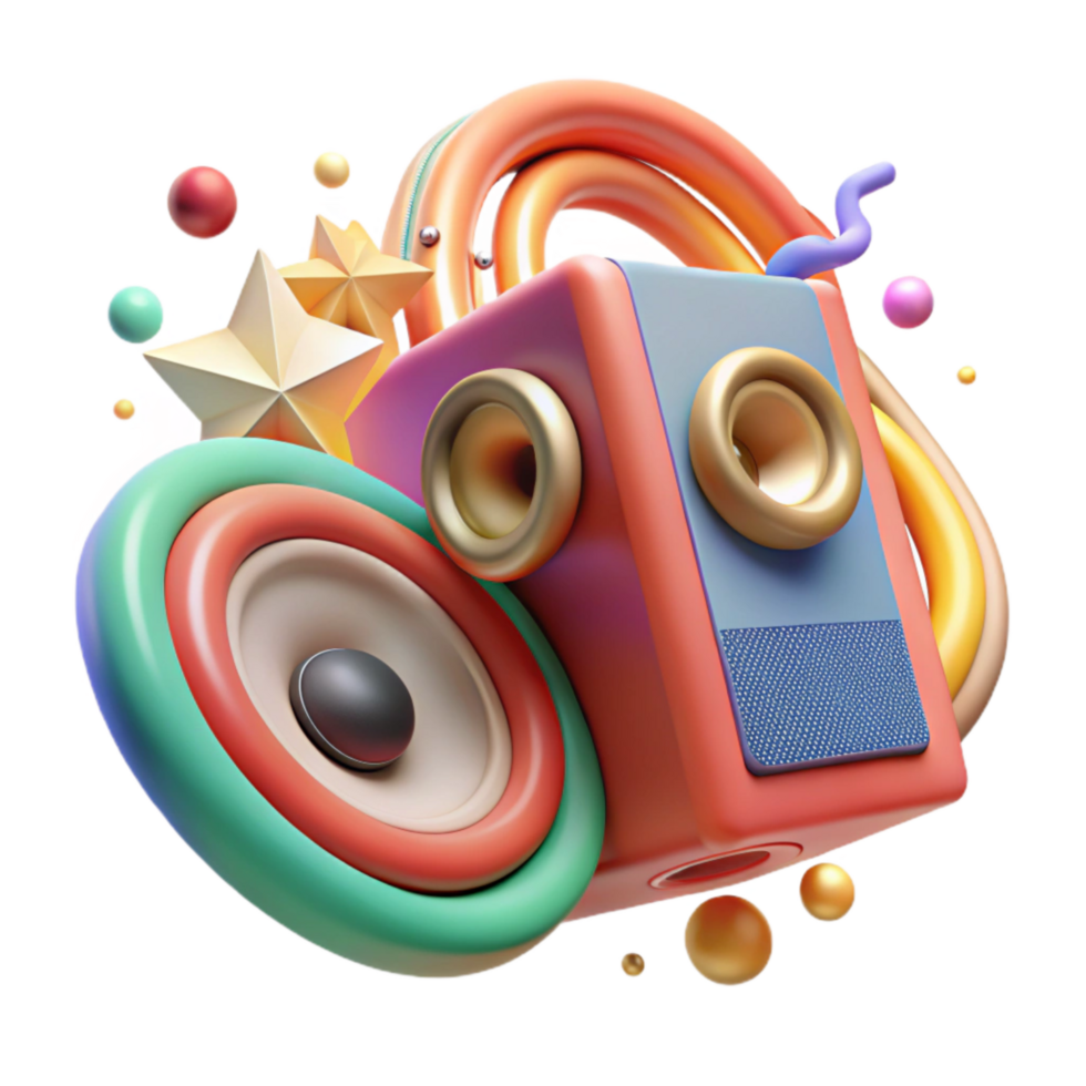 extraordinary minimalist Speaker Icon with Sound Waves Cutout detailed png