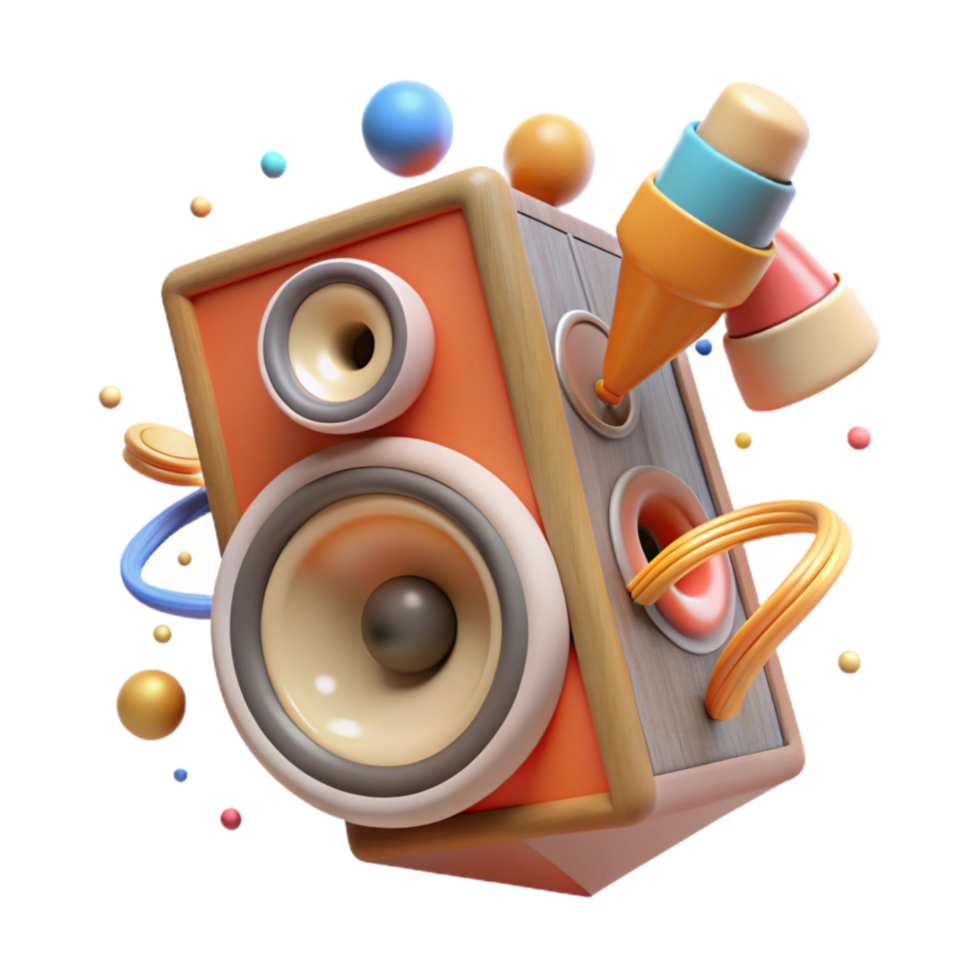 extraordinary classic Speaker with Sound Vibrations Transparent Background high resolution png