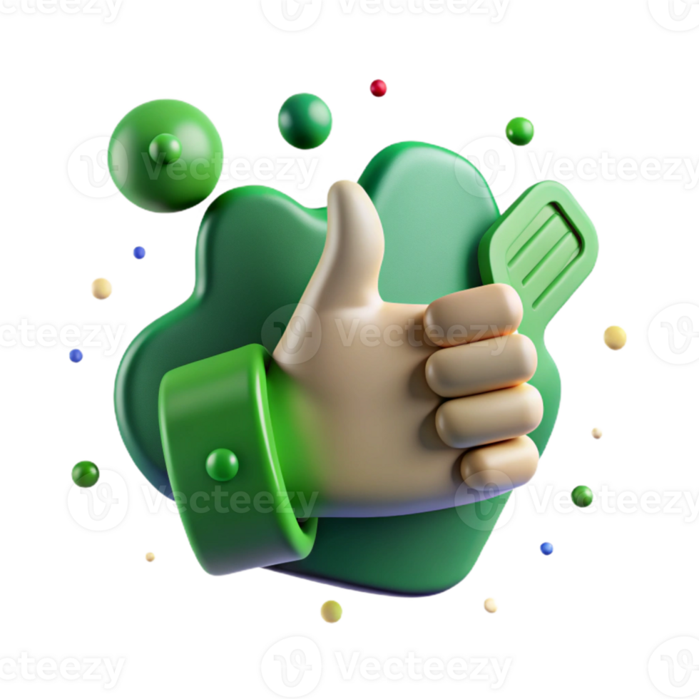 beautiful rustic Green Thumb Up Icon Transparent Background with White Outline high quality png