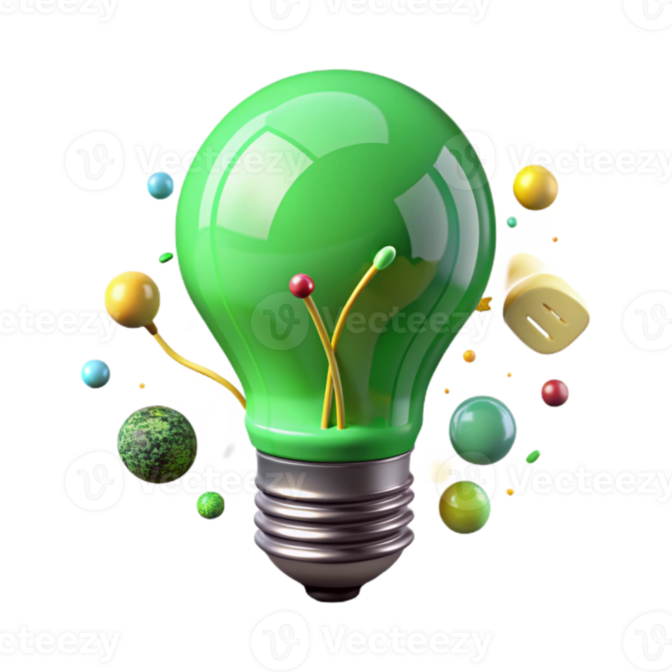 impressive contemporary Green Energy Lightbulb Filament Visible Transparent professional png