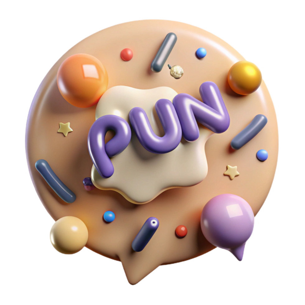 beautiful rustic Speech Bubble with Pun Intended Text Isolated 4K png