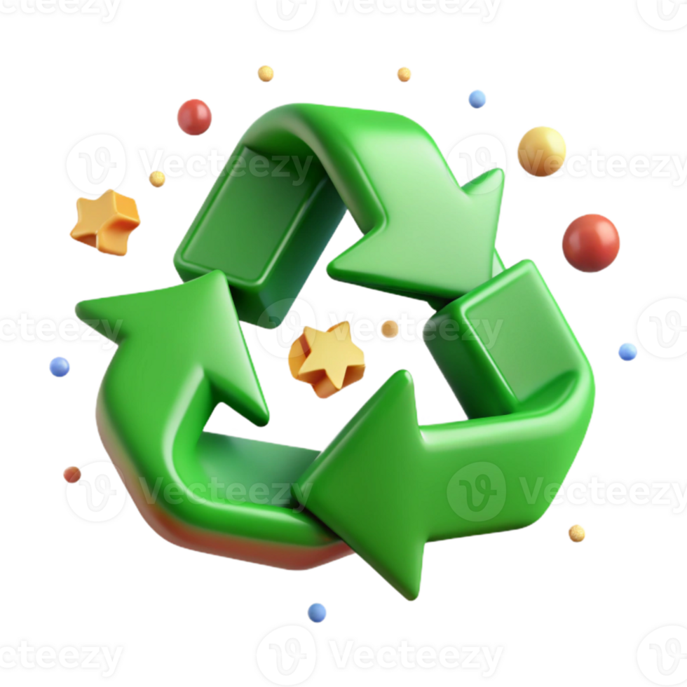wonderful modern Recycling Symbol Green Icon Cutout on Transparent Background genuine png