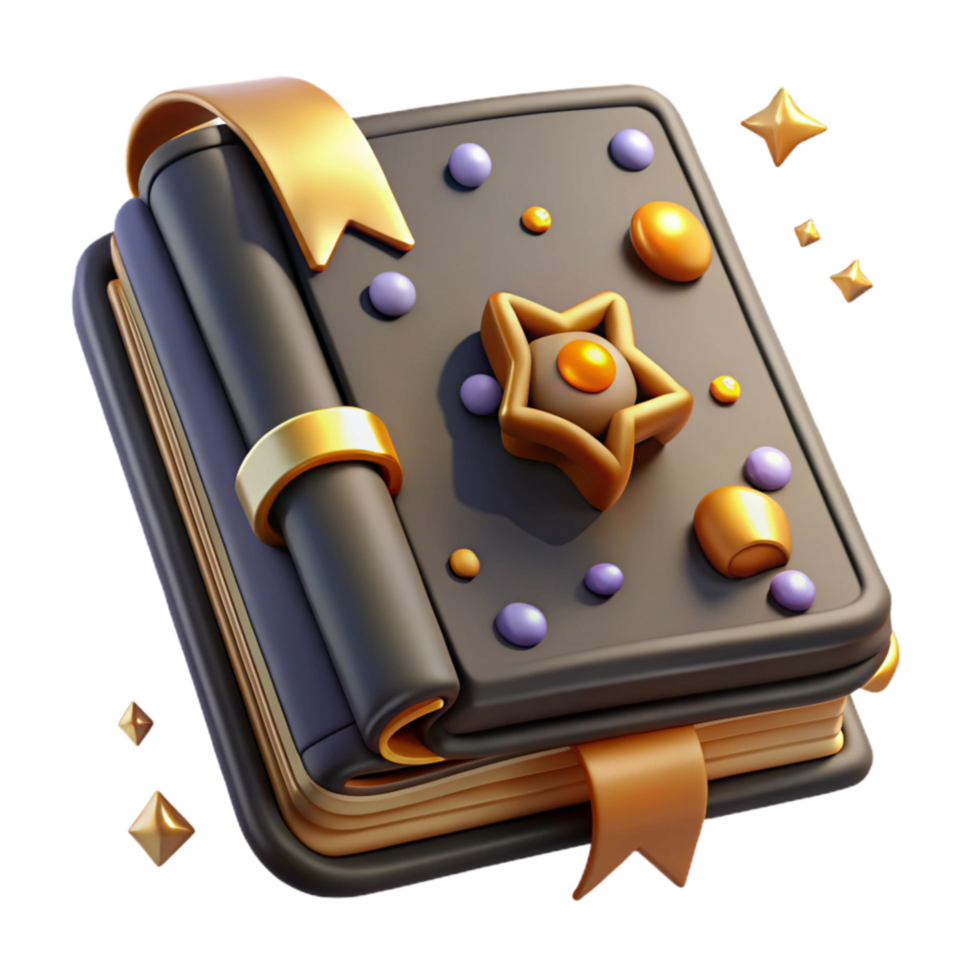 magnificent creative Spell Book Cutout with Ancient Symbols on Transparent Background professional png