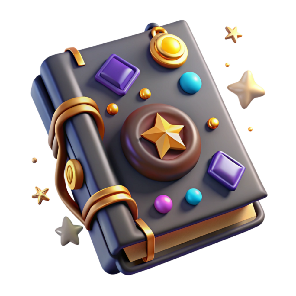 stunning creative Spell Book Cutout with Ancient Symbols on Transparent Background high quality png