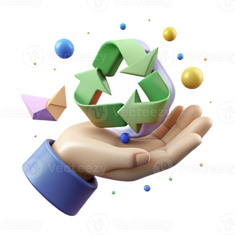 magnificent abstract Recycling Symbol in Hand Isolated Cutout genuine png