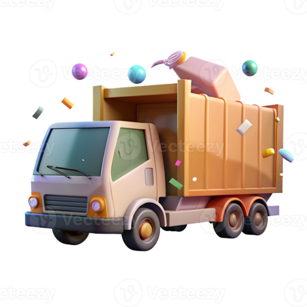 serene minimalist Recycling Truck Side View Isolated Cutout high resolution png