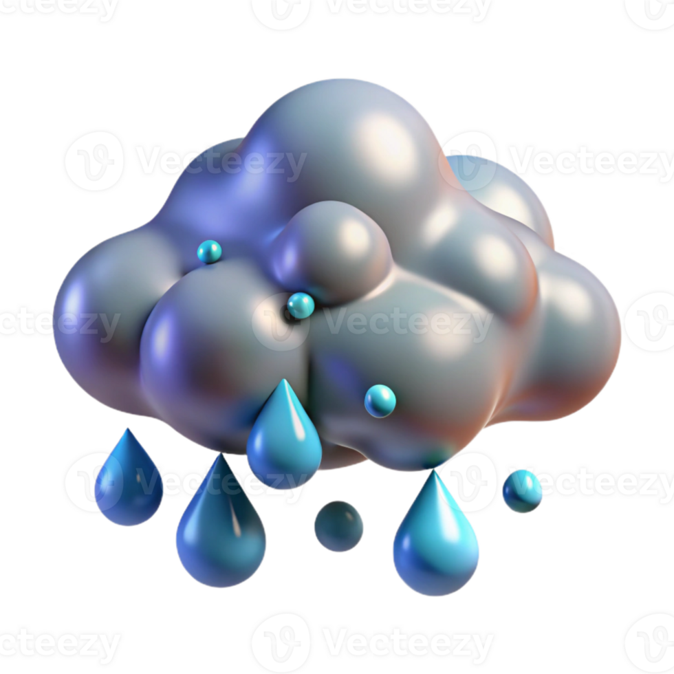 vibrant contemporary Isolated Rain Cloud with Realistic Water Droplets exclusive png