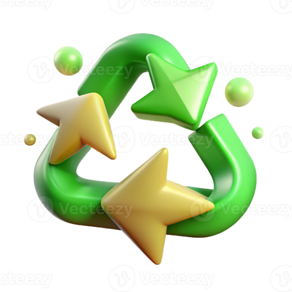 wonderful traditional Recycling Symbol Green Arrows Isolated Element genuine png