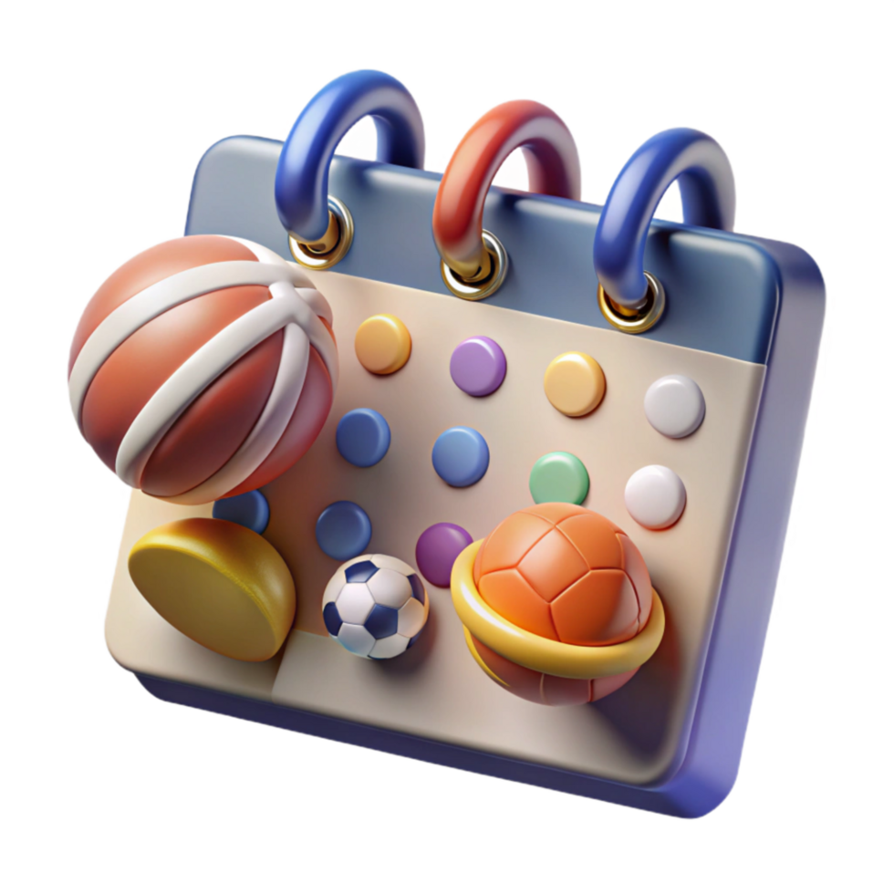 vibrant abstract Sports Program with Schedule Isolated on Transparent Background high quality png