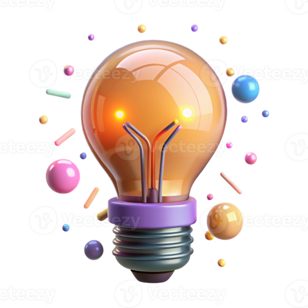 vibrant minimalist Glowing Lightbulb Symbolizing Renewable Energy Isolated original png