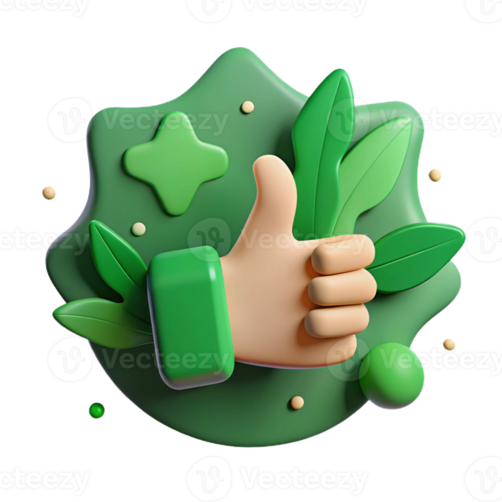 elegant traditional Green Thumbs Up Icon Simple Design Cutout Element original png