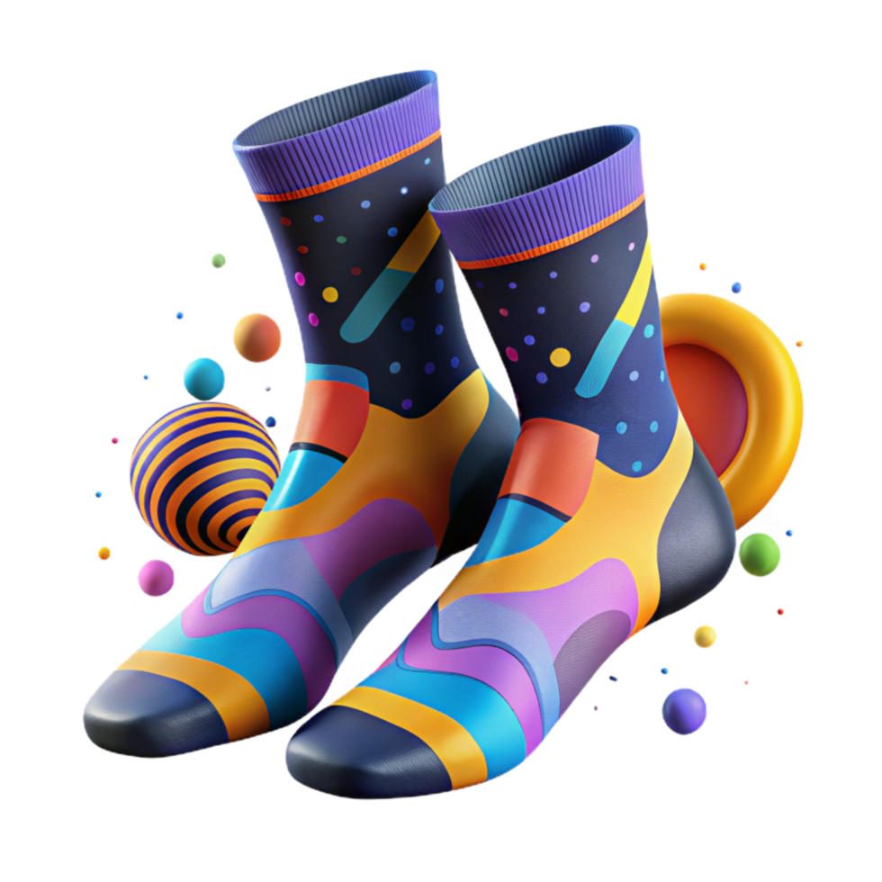 wonderful artistic Sports Socks Breathable Fabric Bright Colors Cutout exclusive png
