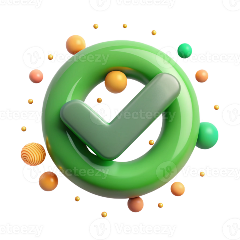elegant artistic Green Checkmark Icon Transparent Background with Bold Outline premium png