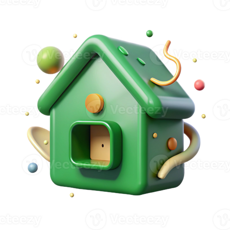 vibrant creative Green Home Icon Minimalist Design Cutout high quality png
