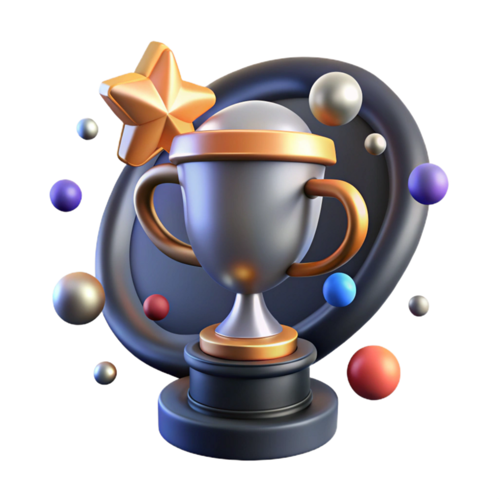 dramatic artistic Sports Trophy with Stars Isolated Element exclusive png