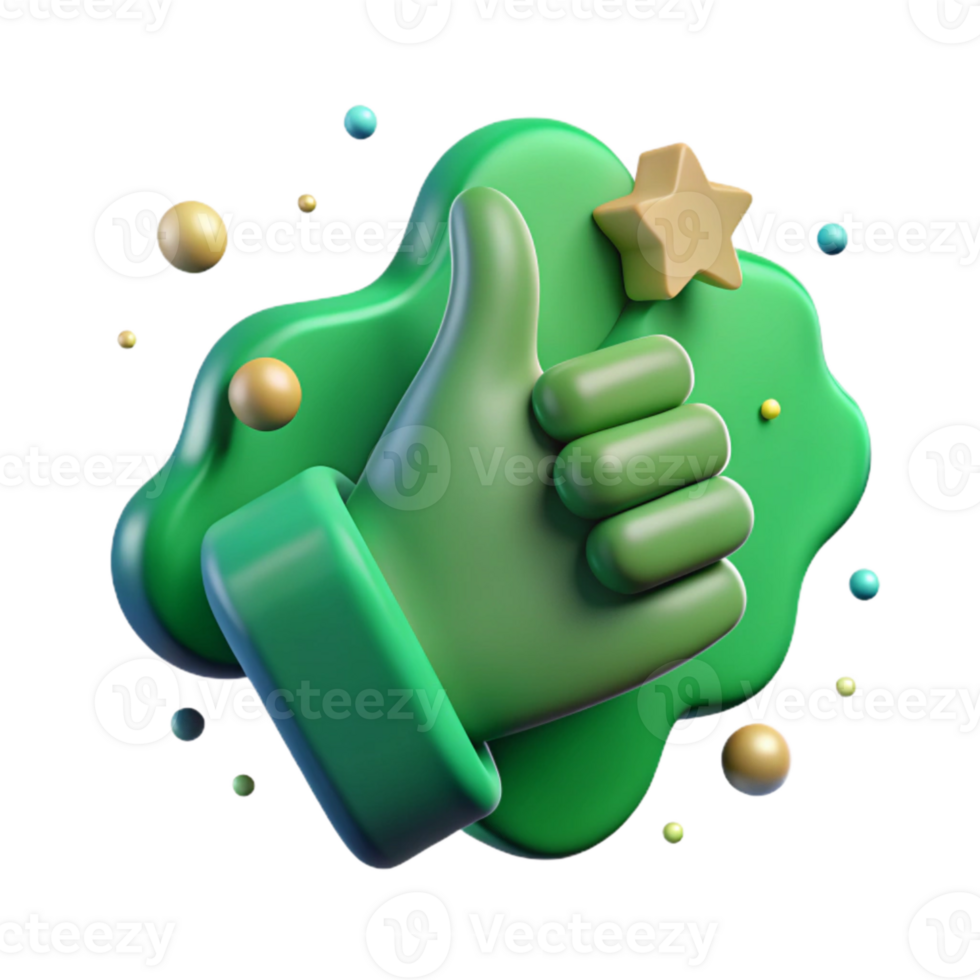 dramatic traditional Green Thumbs Up Icon Simple Design Cutout Element premium png