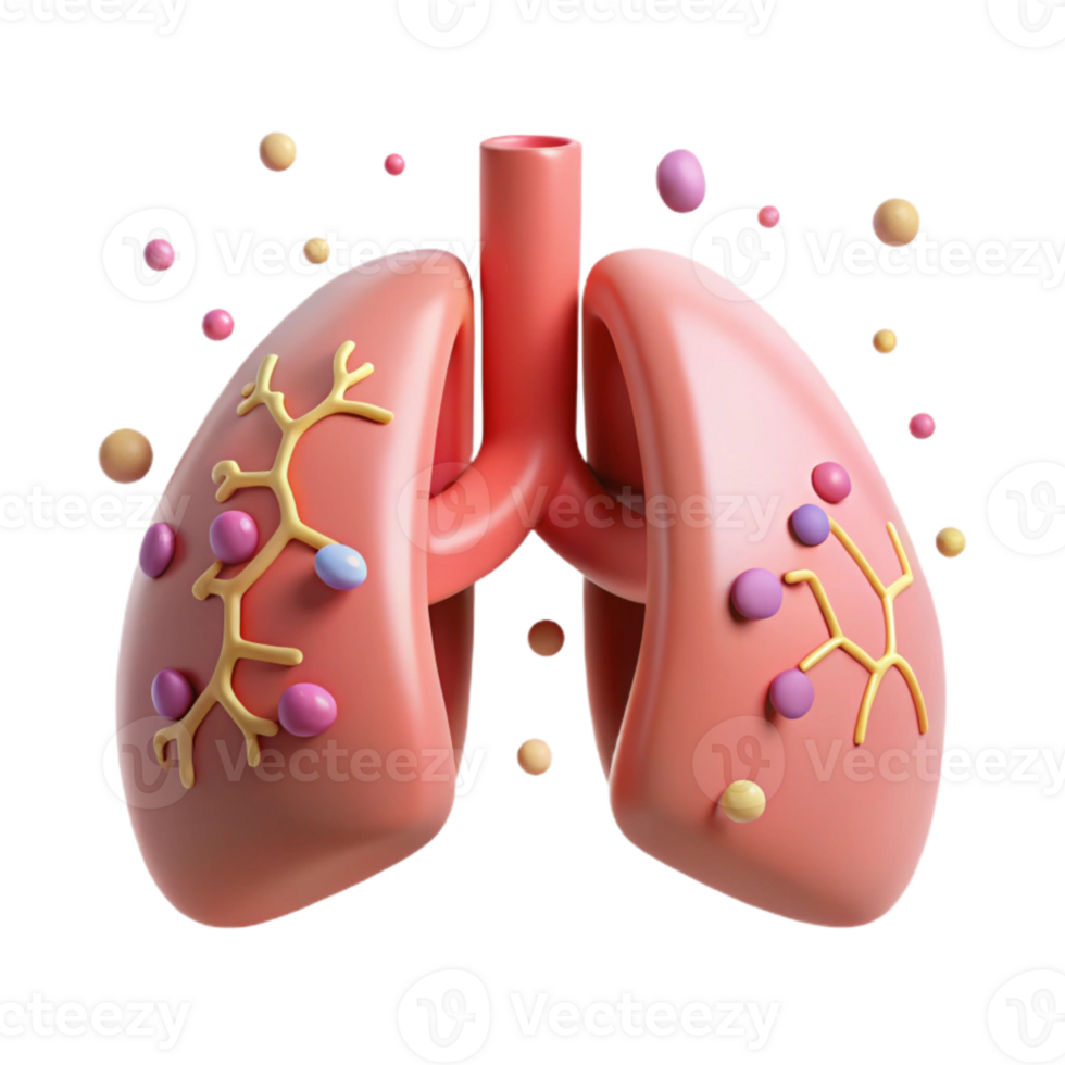 magnificent vintage Healthy Lungs Pink Color Isolated Element premium png