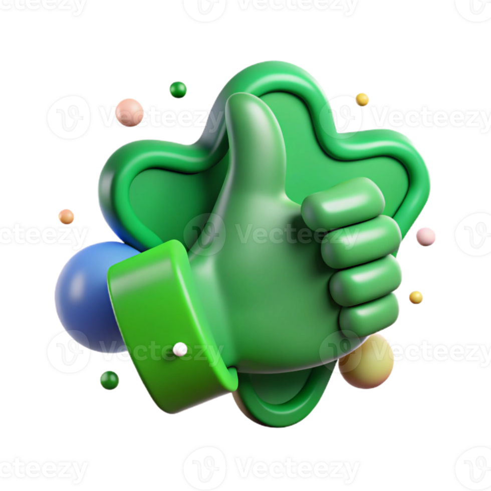 serene classic Green Thumb Up Icon Transparent Background with White Outline detailed png