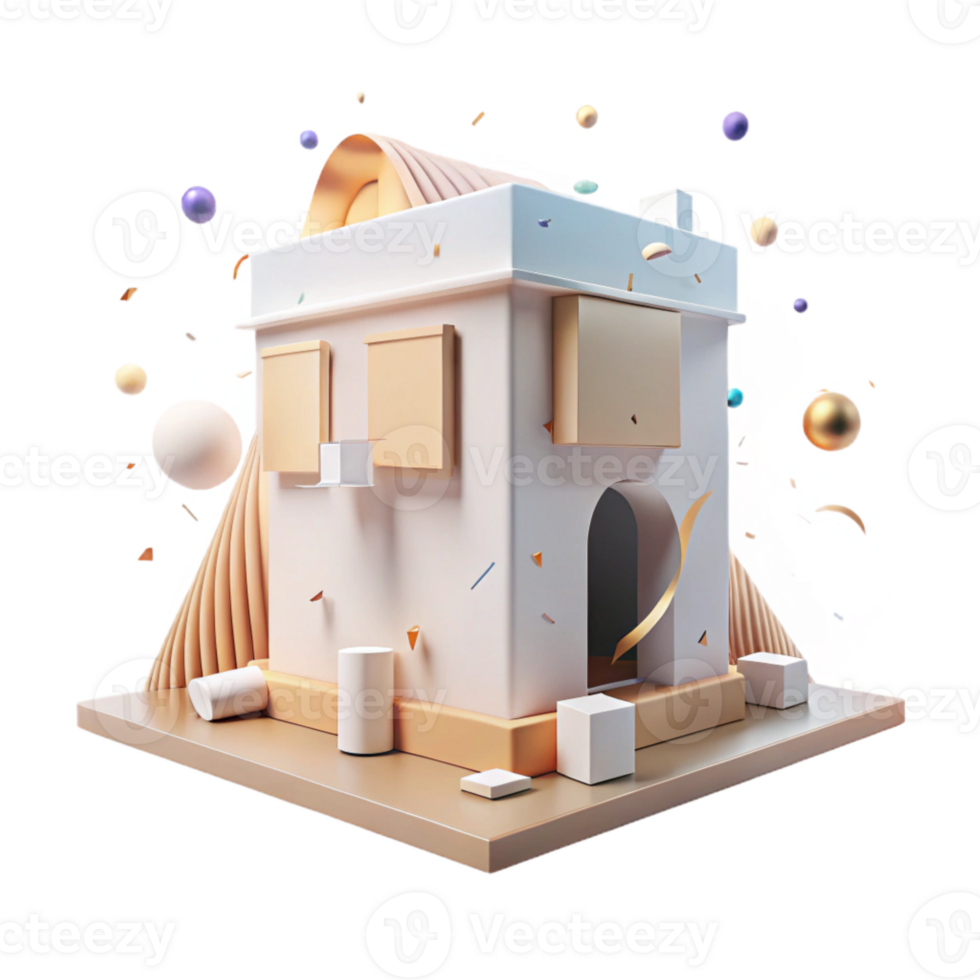 impressive abstract Minimalist Building Model White Cardboard Isolated Element original png