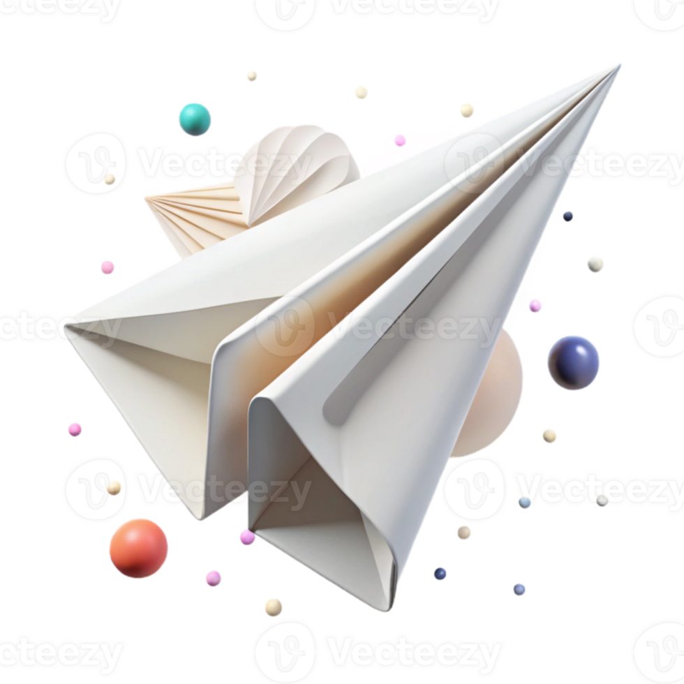 elegant traditional Paper Airplane White Folded Isolated Cutout high resolution png