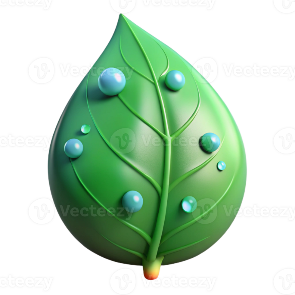 beautiful contemporary Green Leaf with Raindrops Macro View Transparent Element exclusive png