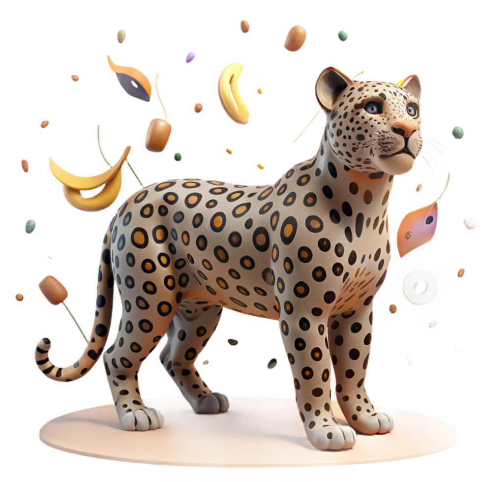 magnificent artistic Spotted Leopard Camouflage Side View Transparent Background exclusive png