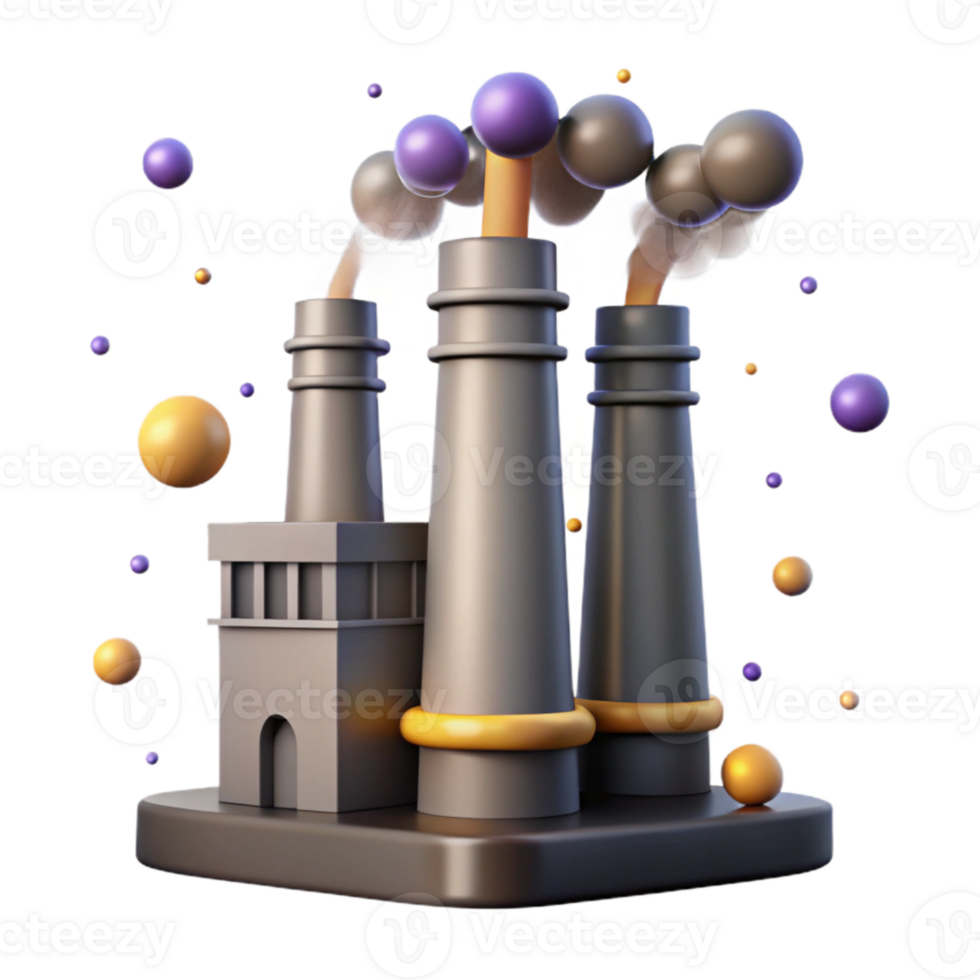 elegant abstract Industrial Smokestacks Side View with Gray Smoke Plume Isolated professional png