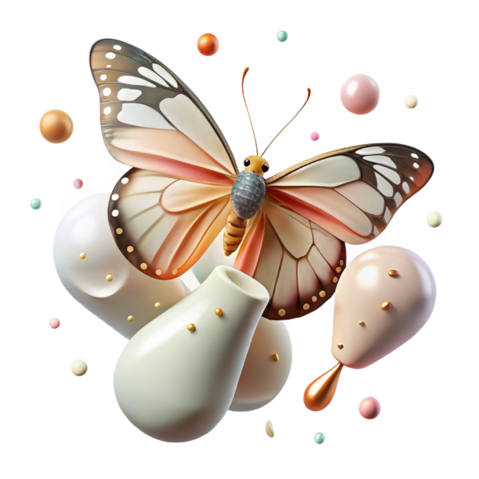 elegant abstract Spring Butterfly Emerging Chrysalis Cutout Transparent Background high quality png