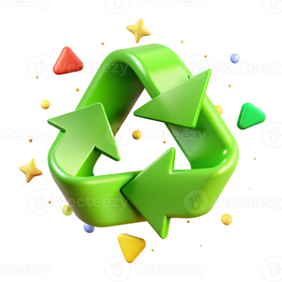 magnificent rustic Recycle Symbol Bright Green Isolated Element original png