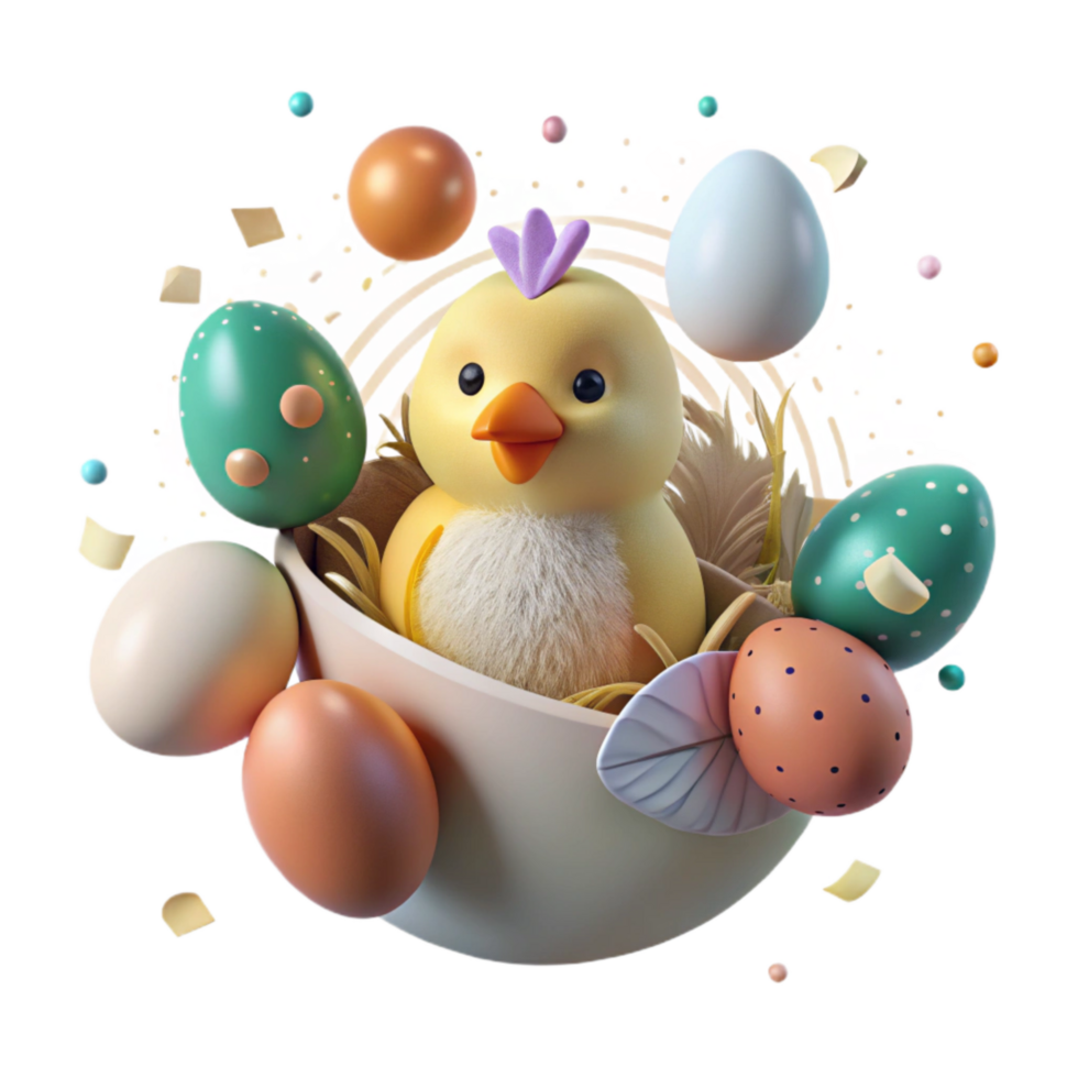 elegant artistic Spring Chick Hatching Egg Cutout Transparent Background detailed png