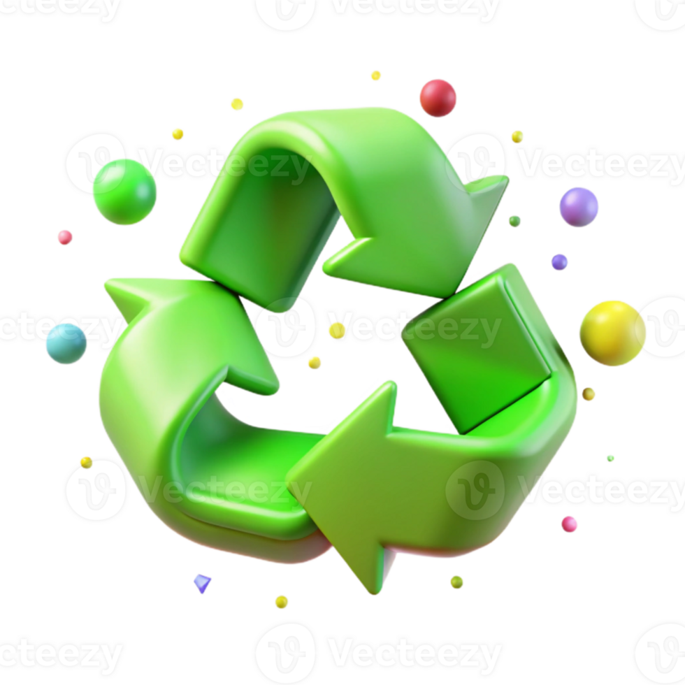 stunning traditional Recycle Sign in Bright Green Color Transparent Background high resolution png