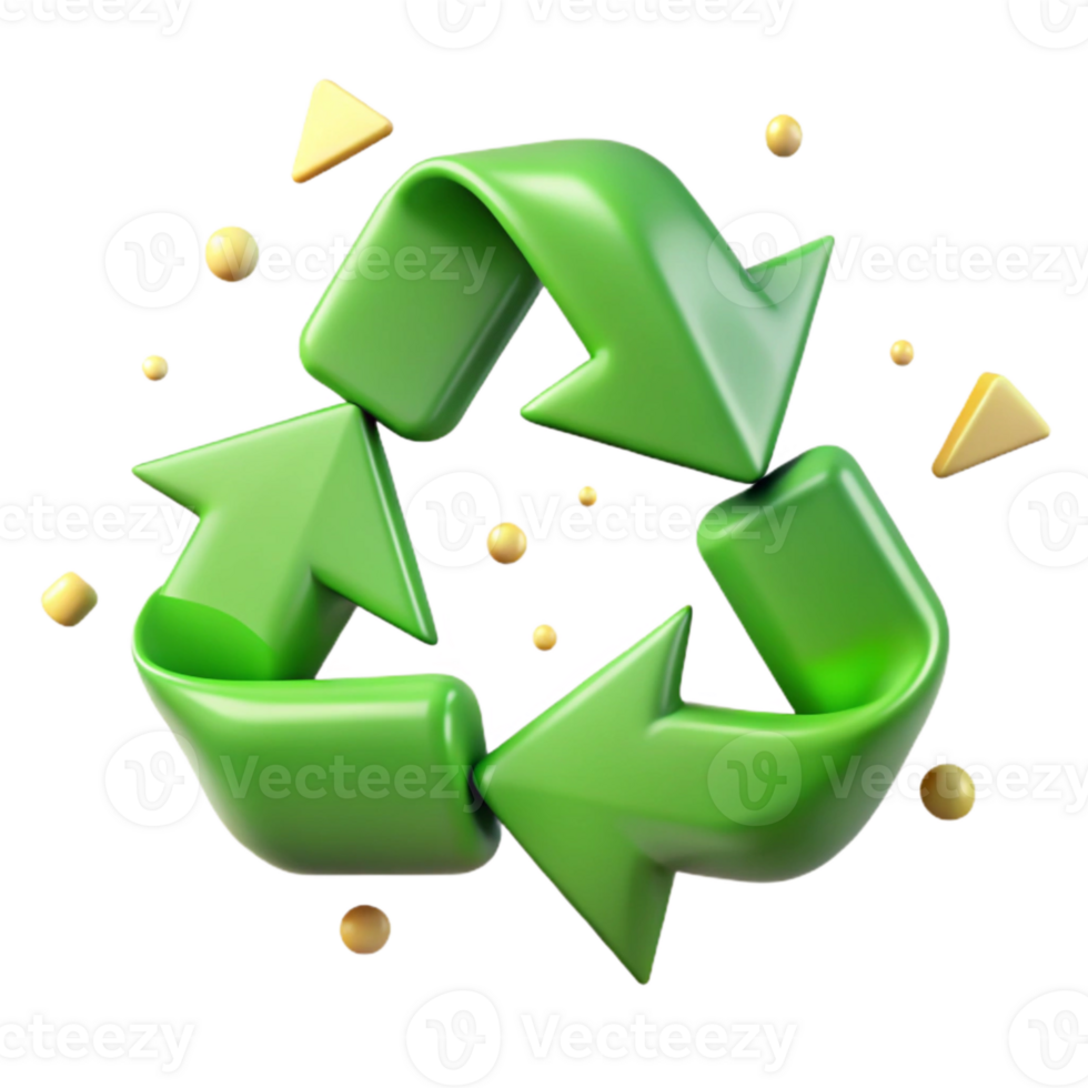 stunning abstract Green Recycling Symbol with Arrows Transparent Background premium png