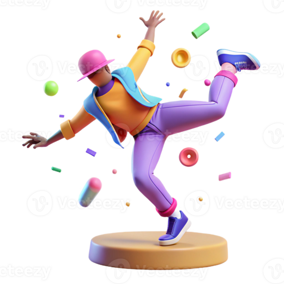elegant creative Hip Hop Dancer Breakdancing Silhouette Isolated with Bold Colors detailed png