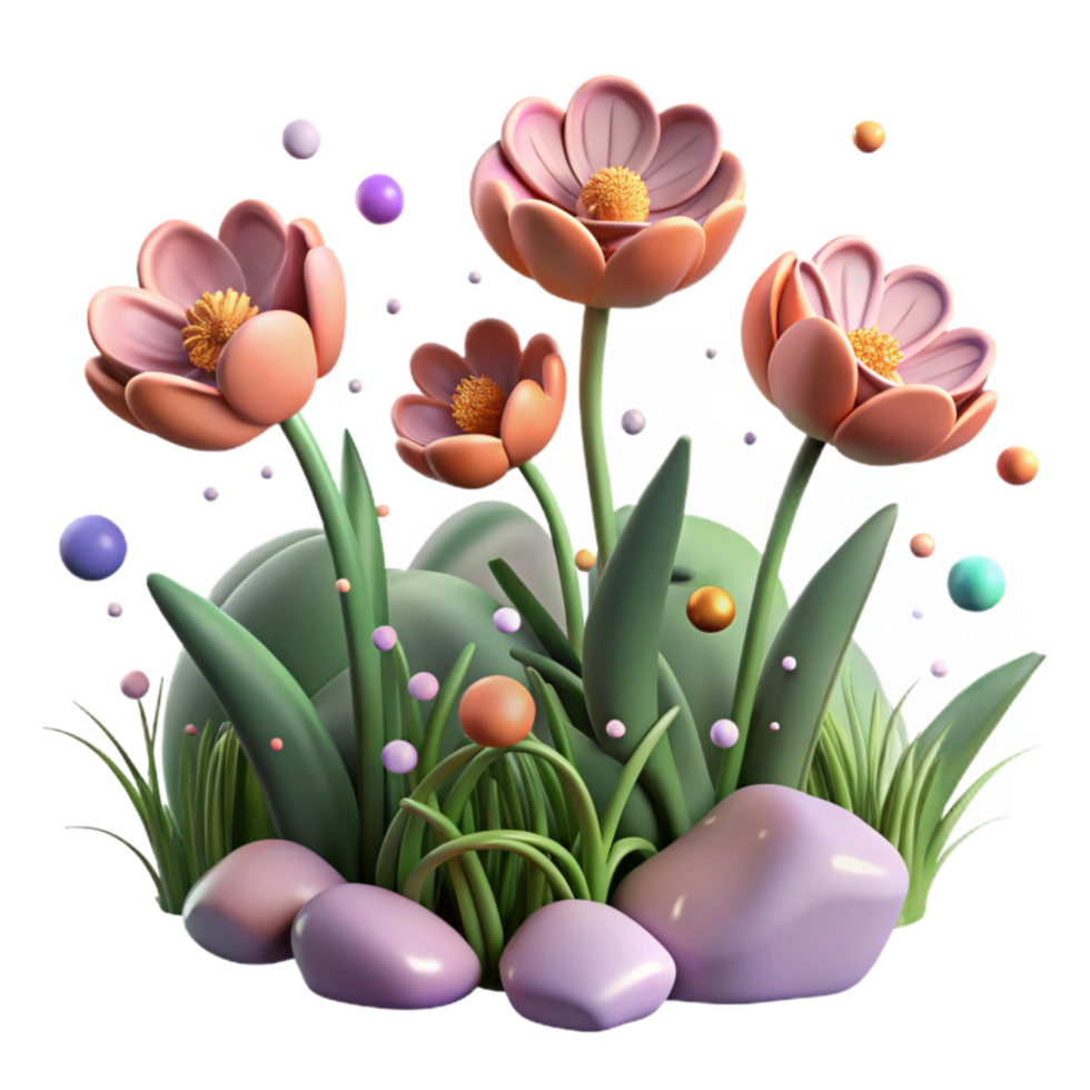 stunning classic Spring Flowers in Meadow Transparent Background professional png