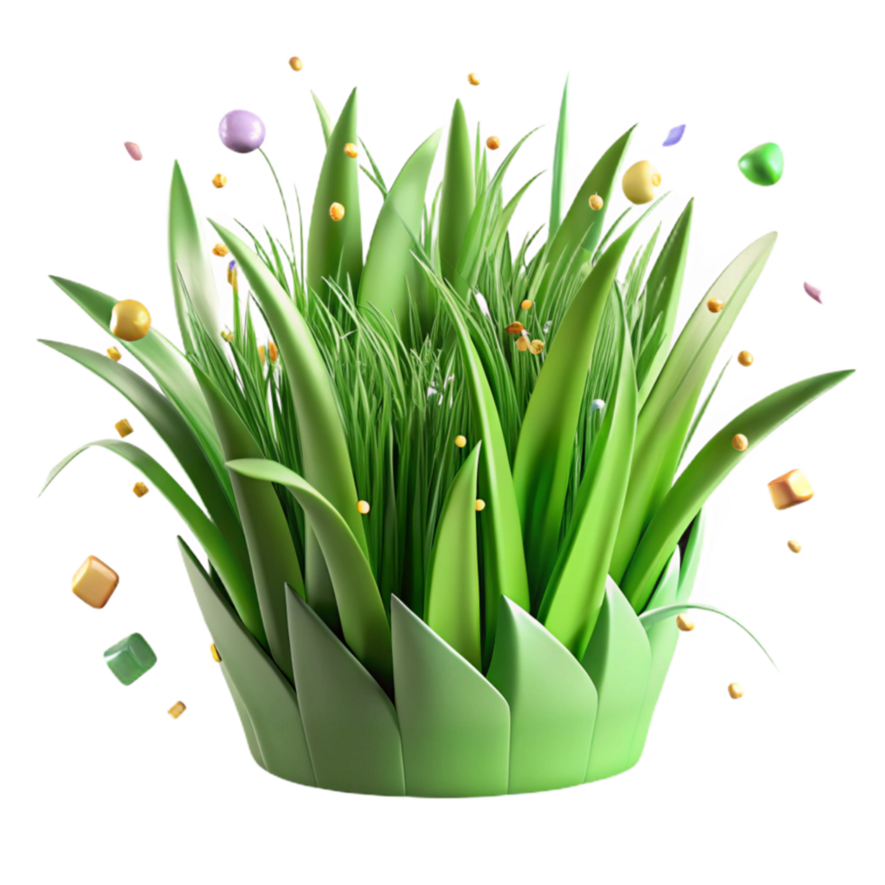 serene modern Spring Grass Green Blades Texture Cutout Transparent Background genuine png