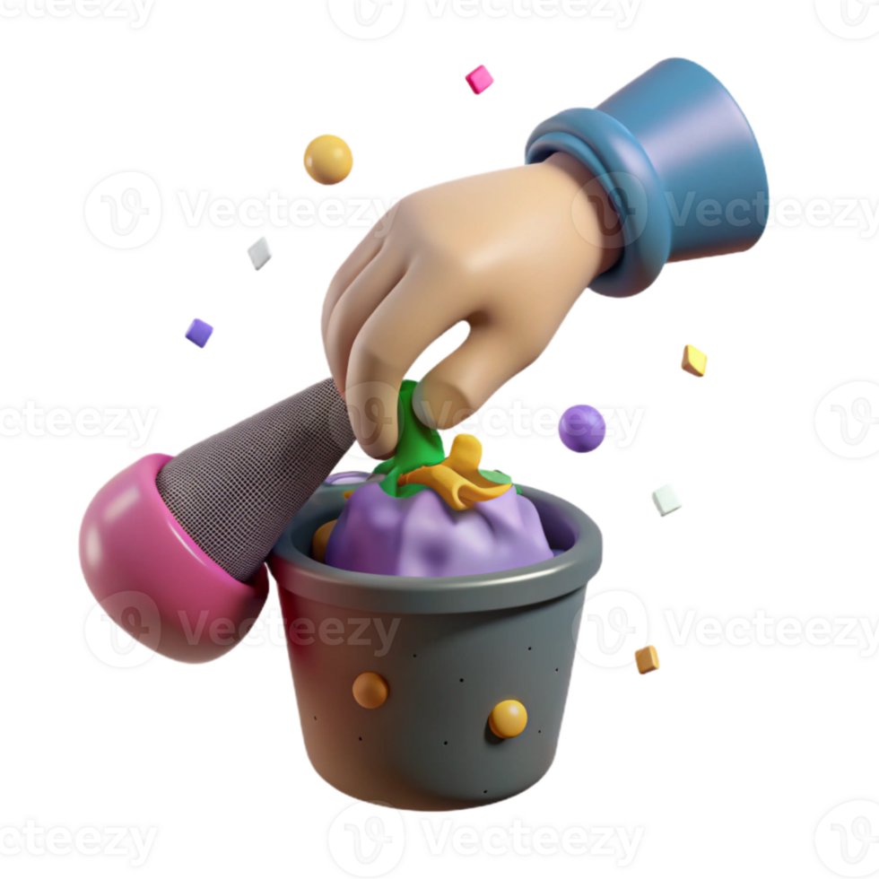 stunning minimalist Hand Picking Up Trash Close Up View Isolated professional png