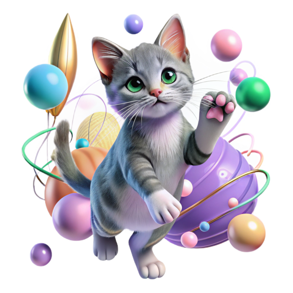 extraordinary artistic Spring Kitten Playful Pose Cutout Transparent Background authentic png