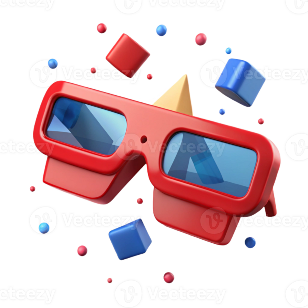 beautiful artistic Red and Blue 3d Glasses Isolated on Transparent Background high quality png