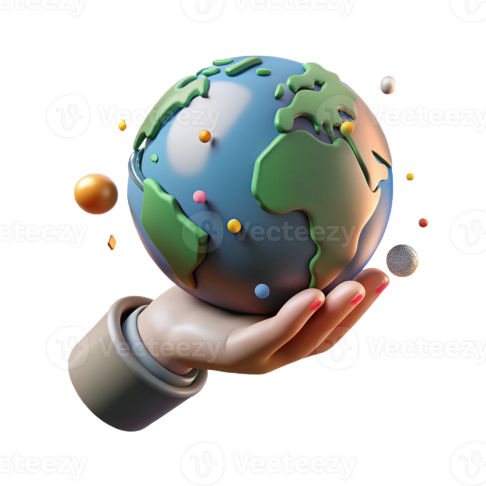 vibrant creative Hand Holding Earth Globe Soft Lighting Cutout exclusive png
