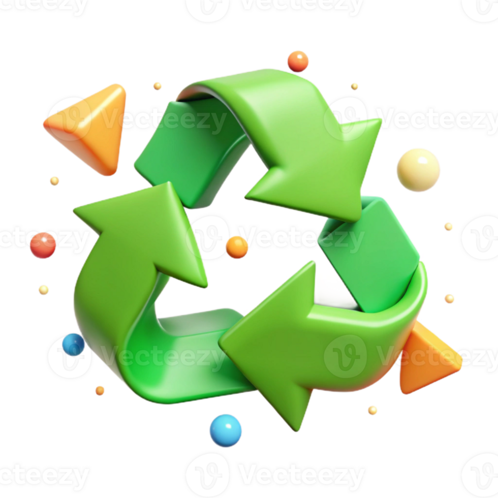 serene artistic Recycling Symbol Green Arrows Isolated Element high resolution png