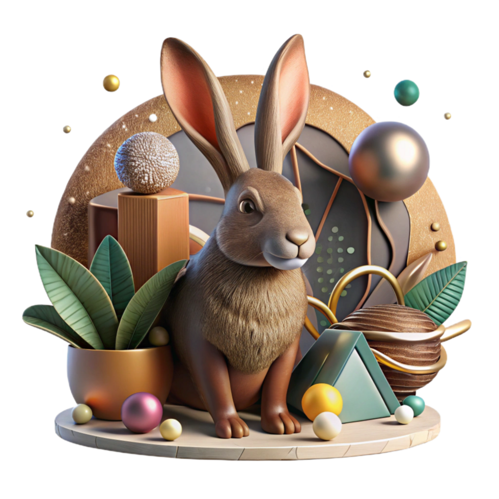extraordinary abstract Spring Rabbit Brown Fur Cutout Transparent Background high quality png