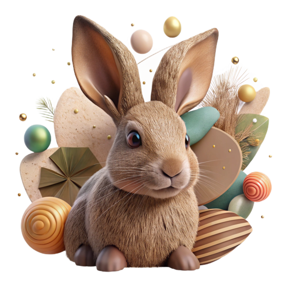 wonderful abstract Spring Rabbit Brown Fur Cutout Transparent Background authentic png