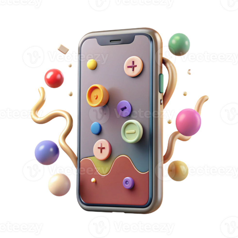 elegant artistic Mobile Phone with Buttons Front View Transparent Background authentic png