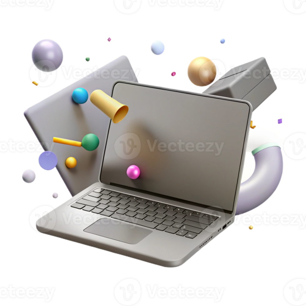 stunning rustic Gray Laptop Isolated with Front View Angle detailed png