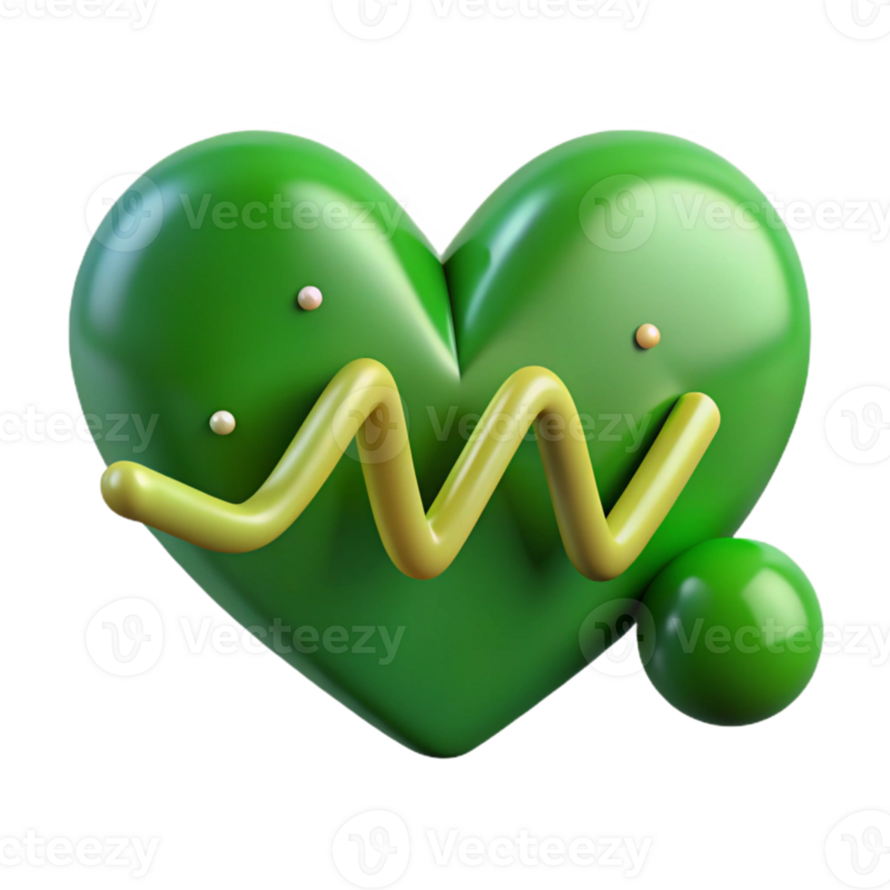 extraordinary minimalist Healthy Heart Beat Line Green Color Transparent Background premium png