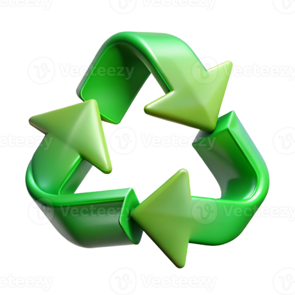 elegant traditional Recycle Symbol Three Arrows Green Color Transparent Background genuine png