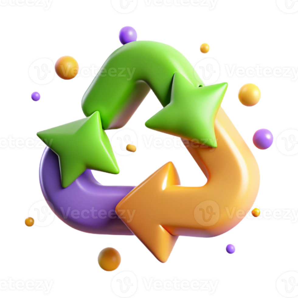vibrant rustic Recycle Symbol Side View Isolated Element genuine png